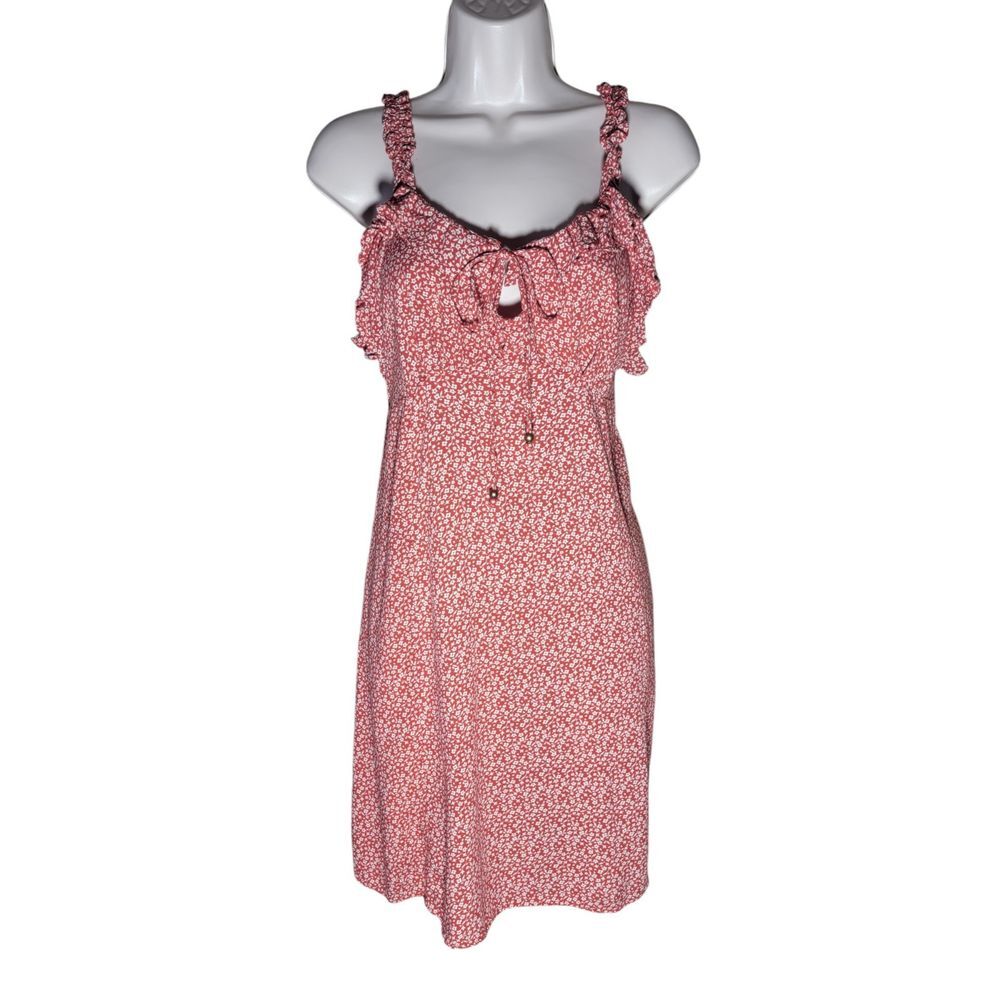 Angie Womens‎ Size Large Orange Floral Mini Babydoll Dress